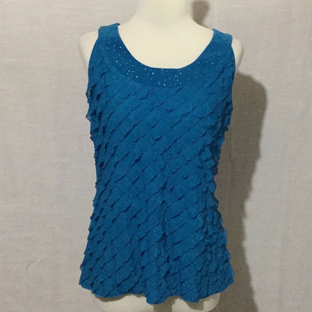 7 wonders Azure Blue Top w/Sequins